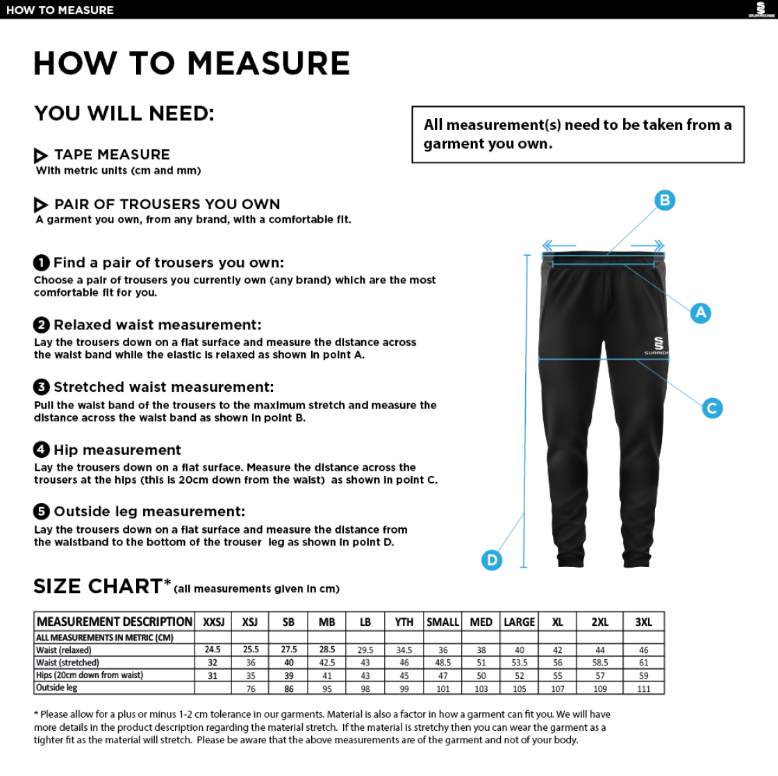 Eastchurch CC - Tek Pant - Size Guide