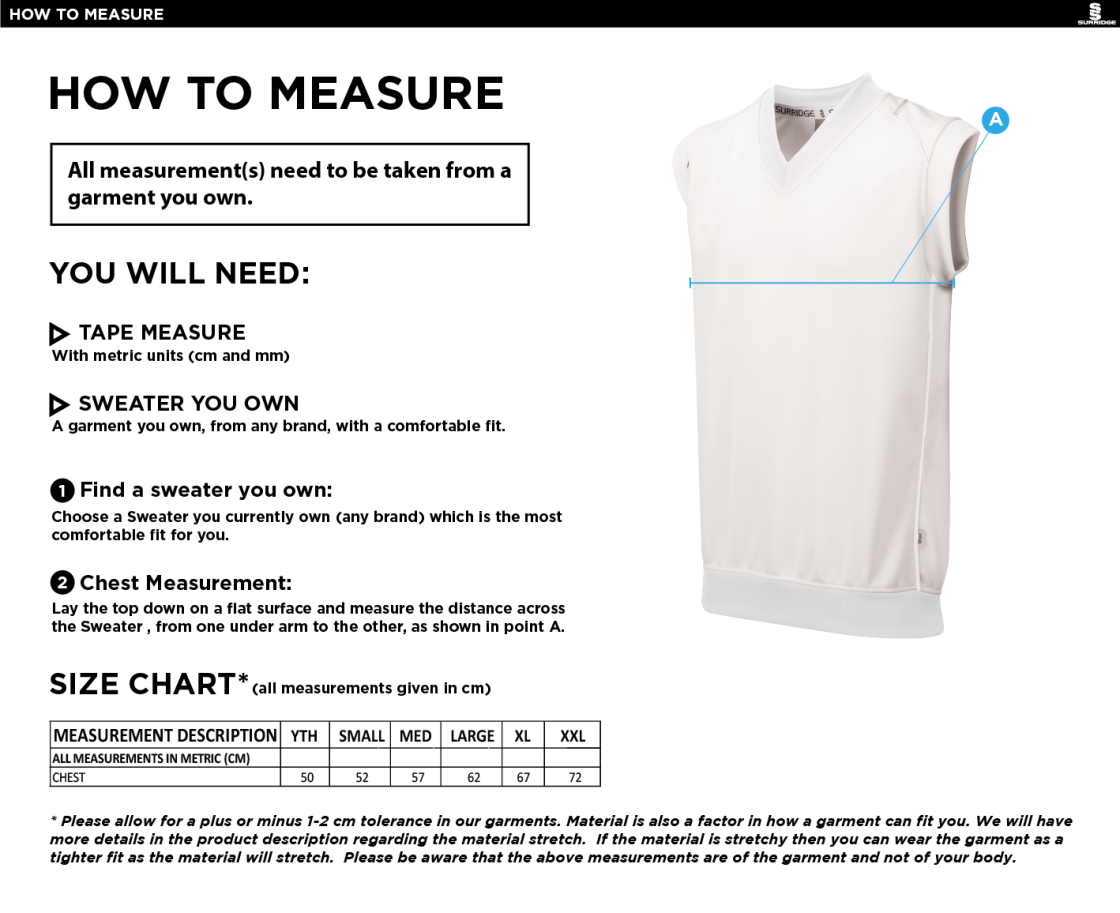 Eastchurch CC - Curve Sleeveless Sweater - Size Guide